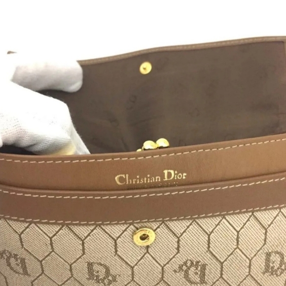 Christian Dior Honeycomb PVC Frame Long Bifold Wallet/clutch with kisslock coin - Picture 9 of 11